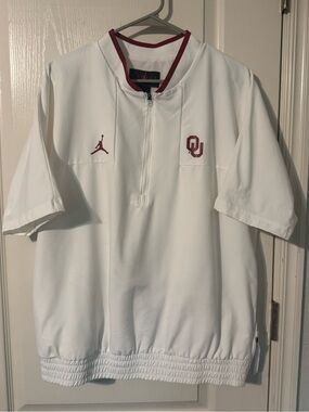 Jordan White Short-Zip Pullover with Red Jumpman and Trim